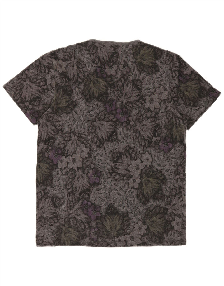 Ted Baker Herre T-Shirt Top Medium Grey Floral