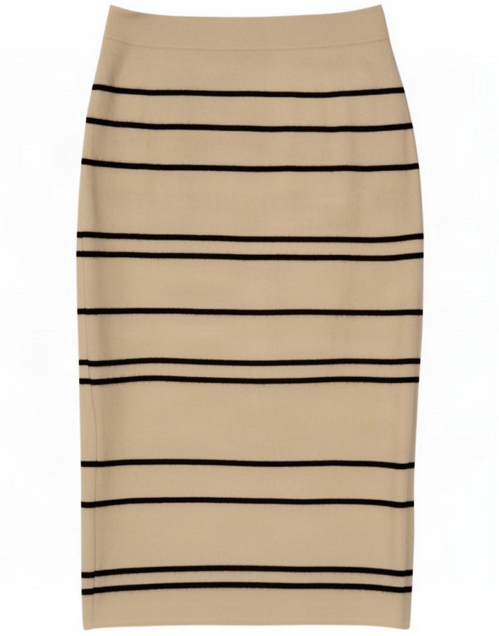 Massimo Dutti Dame strik lige nederdel Medium W28 Hvid Stribet Polyester