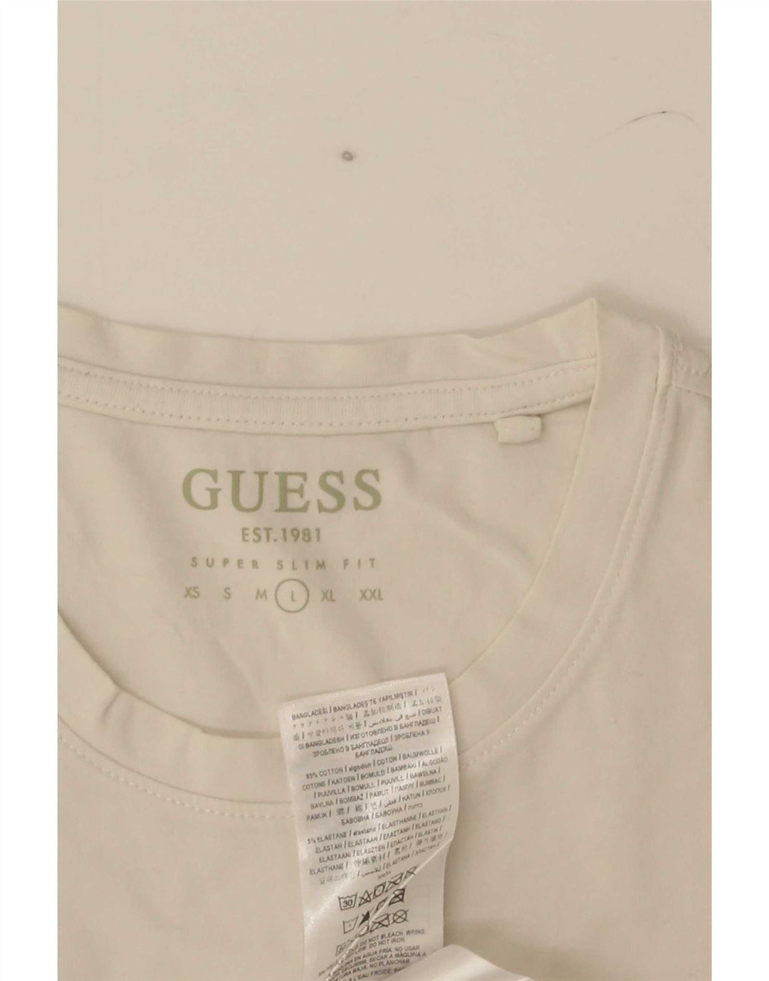 Guess Herre Super Slim Fit T-Shirt Top Stor Hvid Bomuld