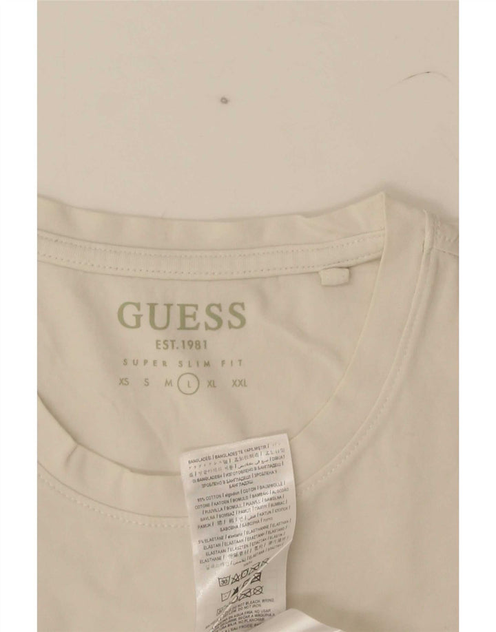 Guess Herre Super Slim Fit T-Shirt Top Stor Hvid Bomuld