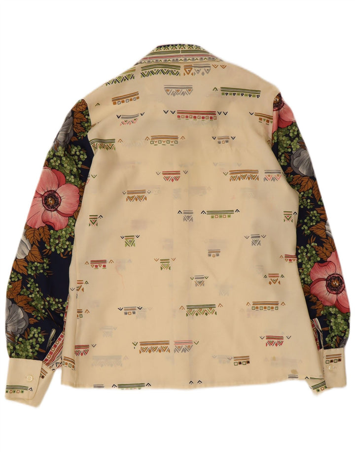 Vintage dameskjorte bluse UK 12 Medium Beige Floral