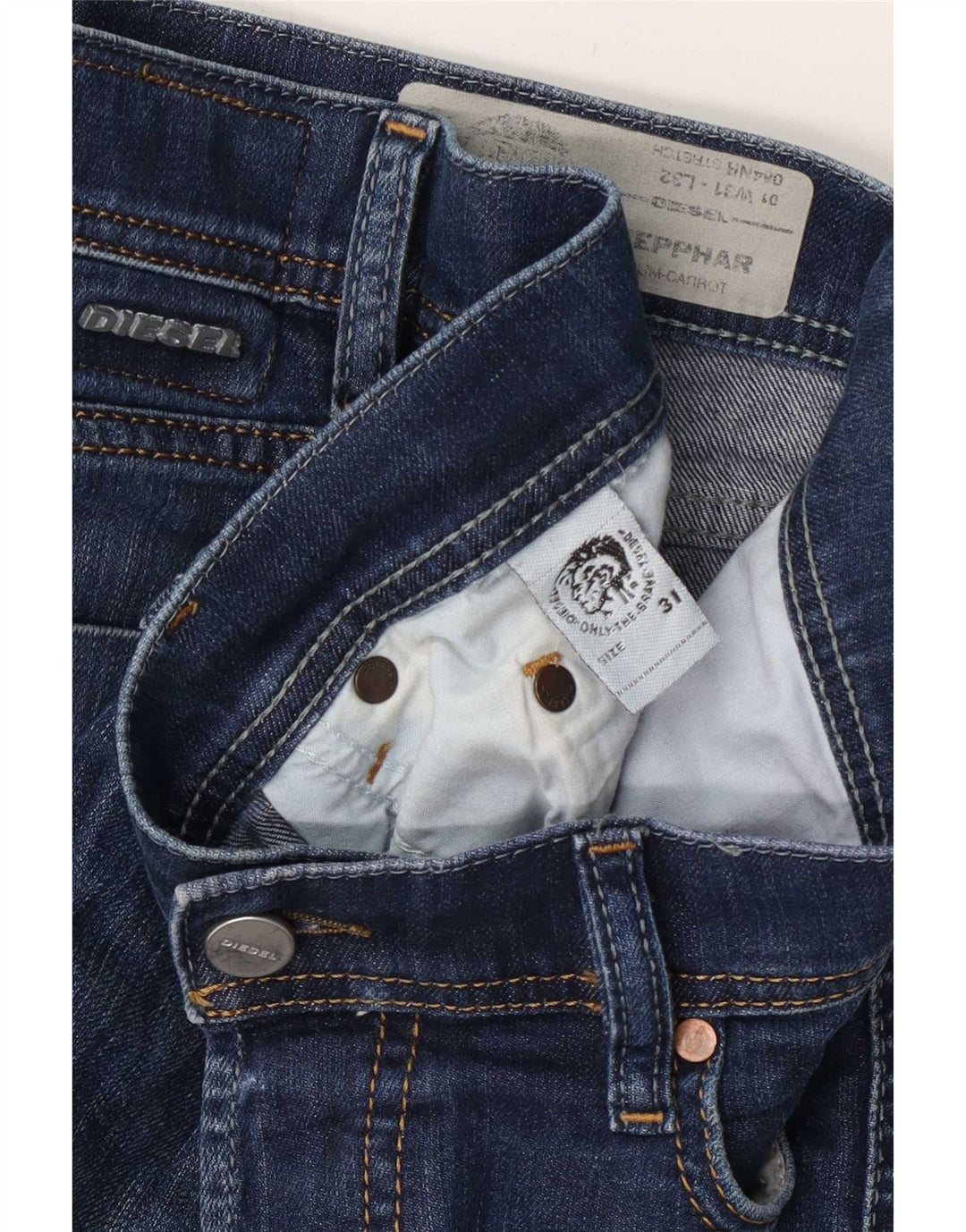 Diesel Herre Tepphar Regular Carrot Slim Jeans W31 L32 Blå