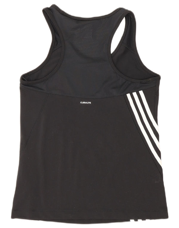 Adidas Dame Vest Top UK 12/14 Medium Sort Stribet Polyester Sports
