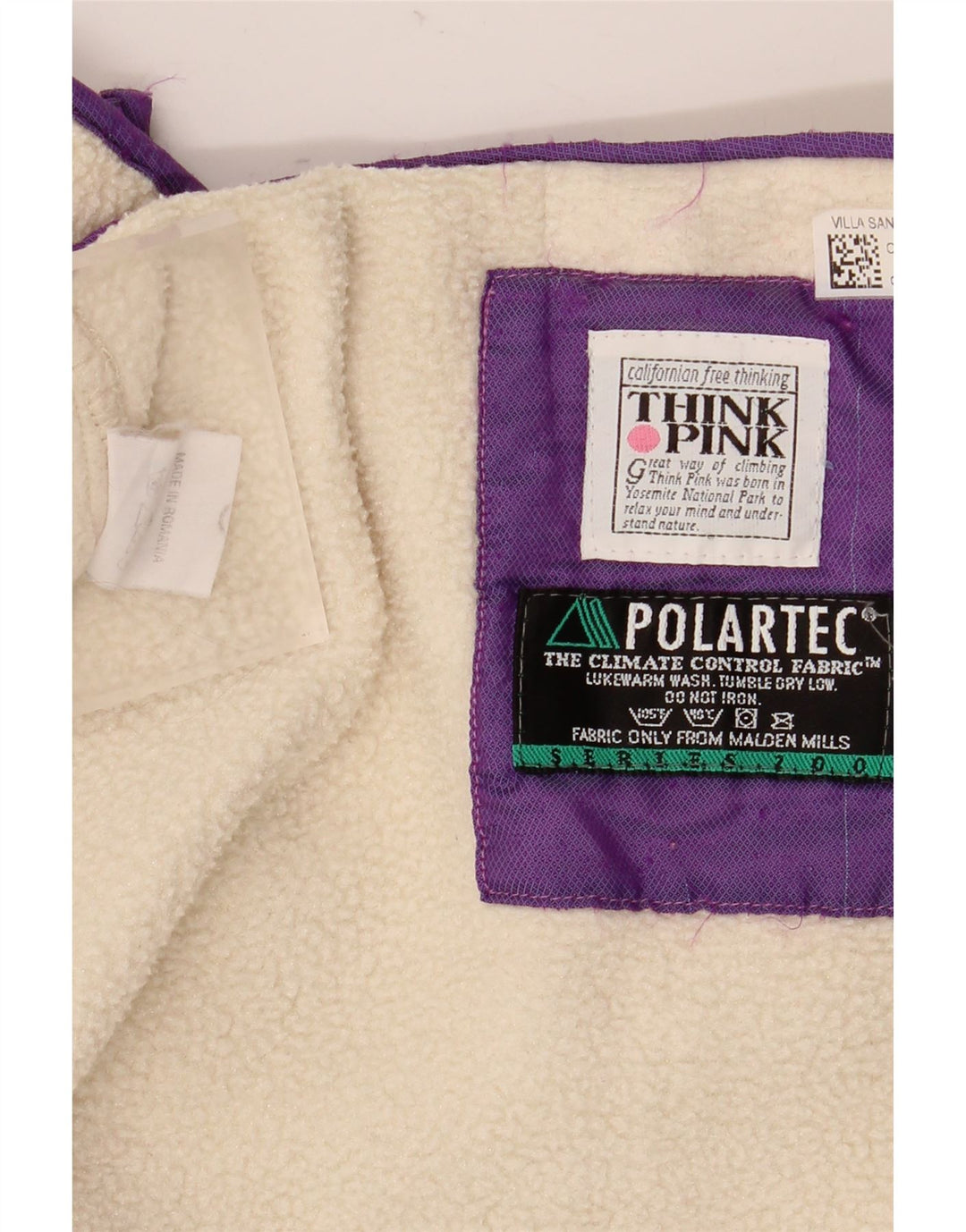 Tænk Pink Dame Oversized Zip Neck Fleece Jumper UK 14 Medium Off White