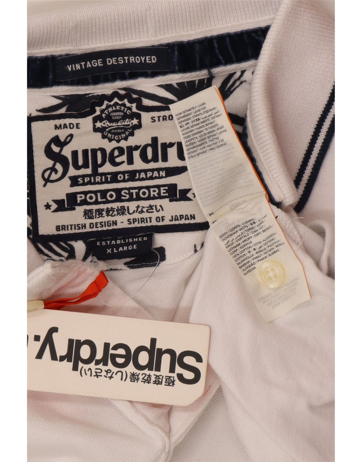 SUPERDRY Polo Shirt til mænd XL Hvid Bomuld