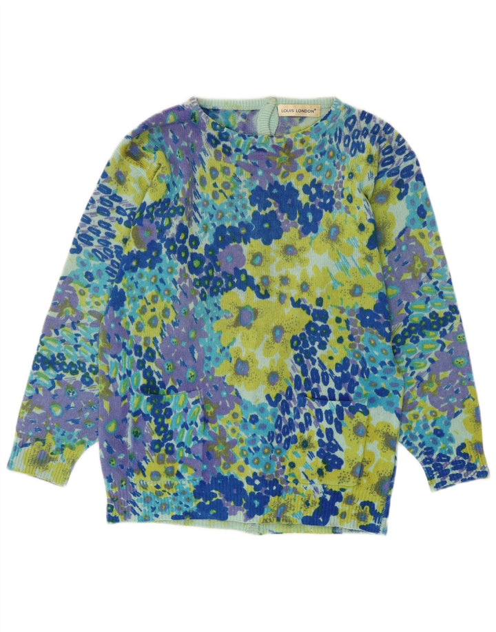 LOUIS LONDON Dame cardigan sweater EU 38 Medium Blue Animal Print