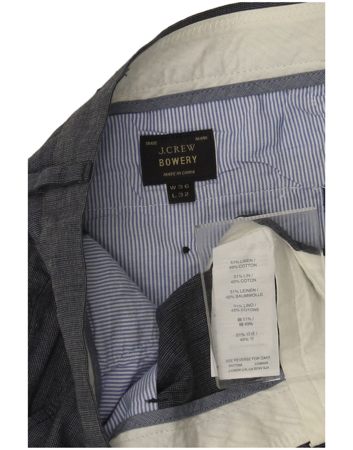 J. CREW Herre BOWERY lige jakkesætsbukser W36 L32 Marineblå hør