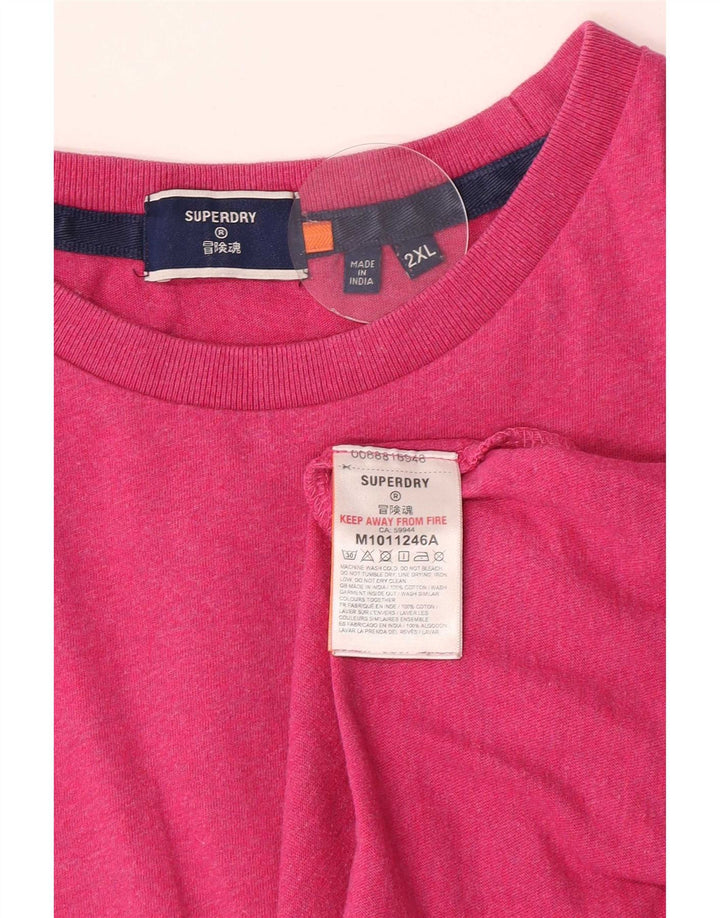 Superdry T-shirt top til mænd 2XL Pink Bomuld