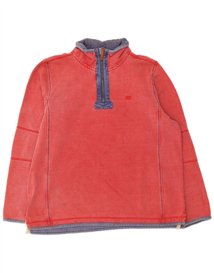 Fat Face Herre Zip Neck Sweatshirt Jumper Large Rød Bomuld