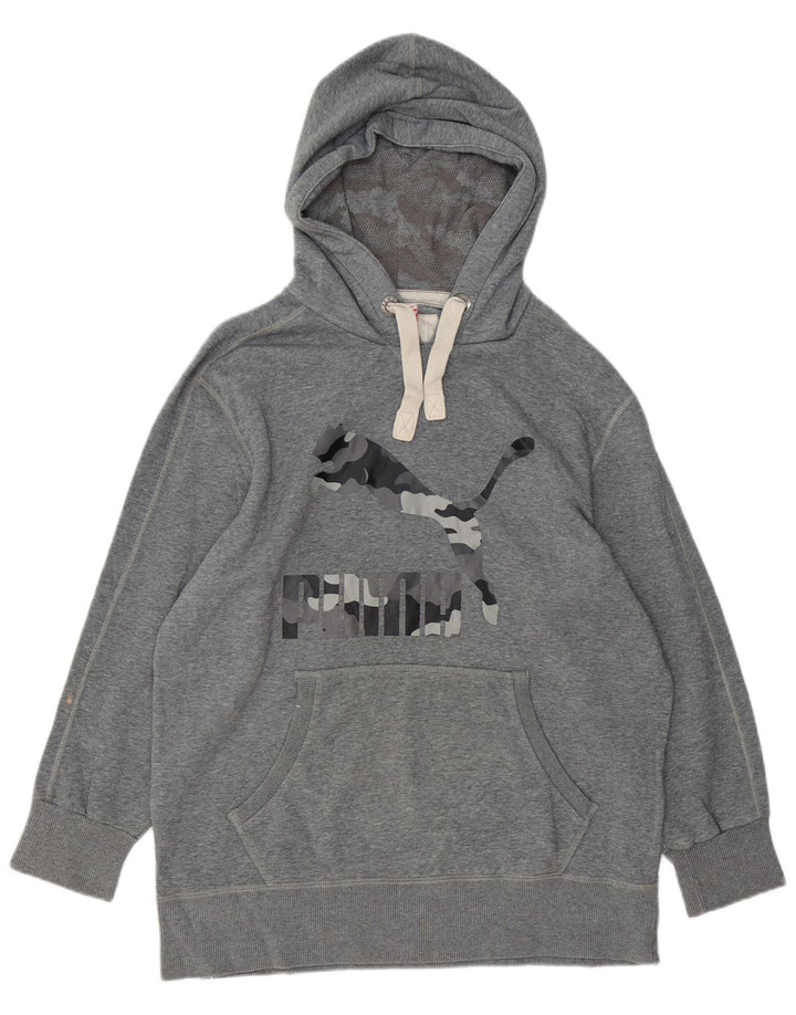 PUMA Mens Graphic Hoodie Jumper Large Grey Cotton