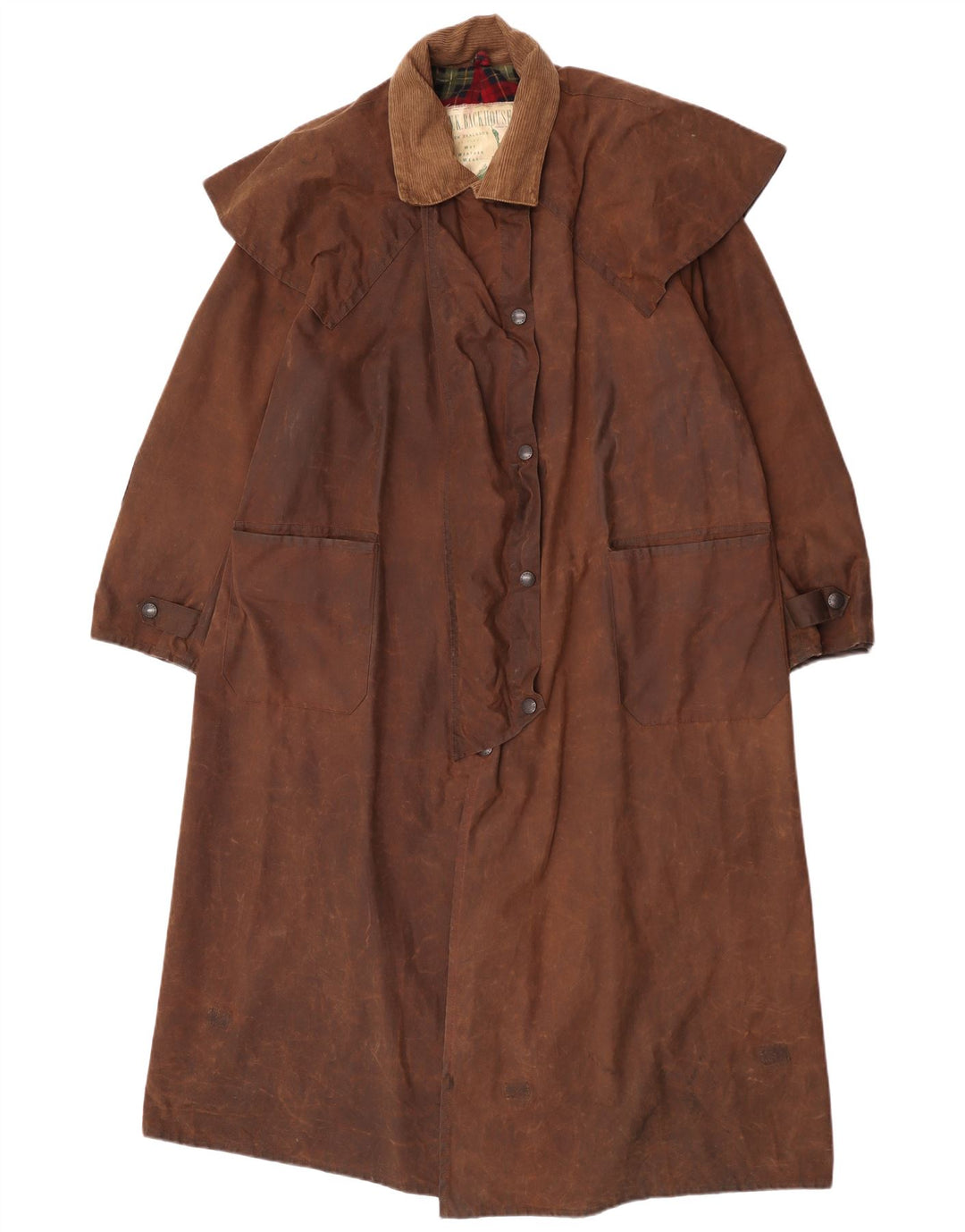 W.K. BACKHOUSE Dame Oversized Waxed Capelet Coat UK 14 Medium Brown