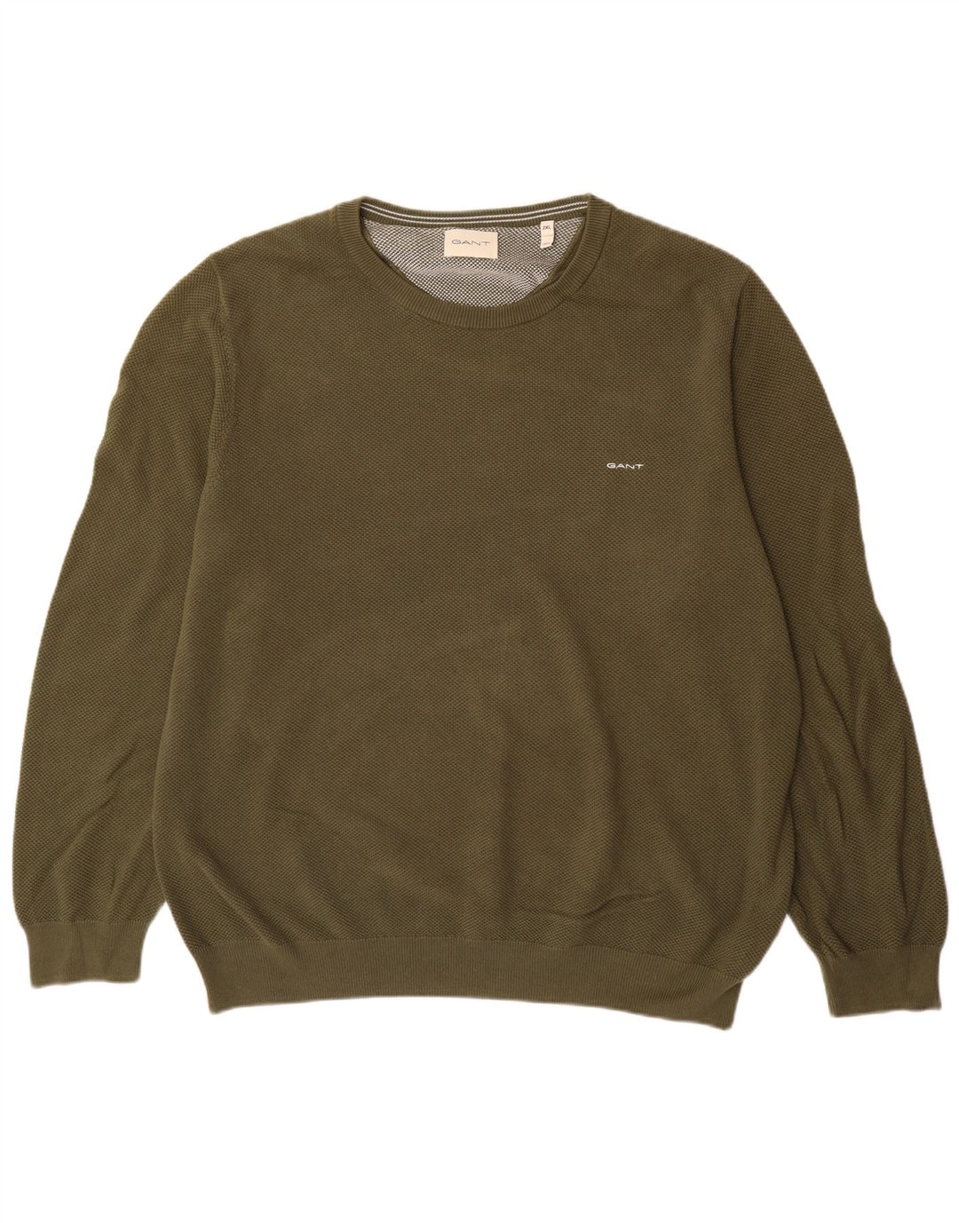 Gant Herre Crew Neck Jumper Sweater 2XL Khaki Bomuld