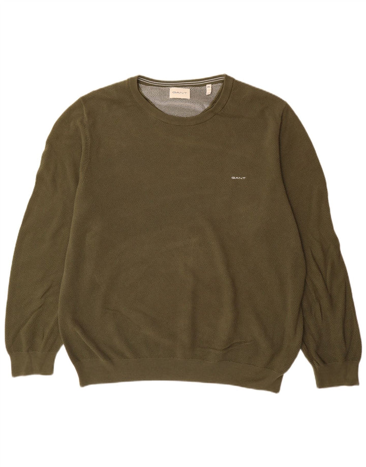 Gant Herre Crew Neck Jumper Sweater 2XL Khaki Bomuld