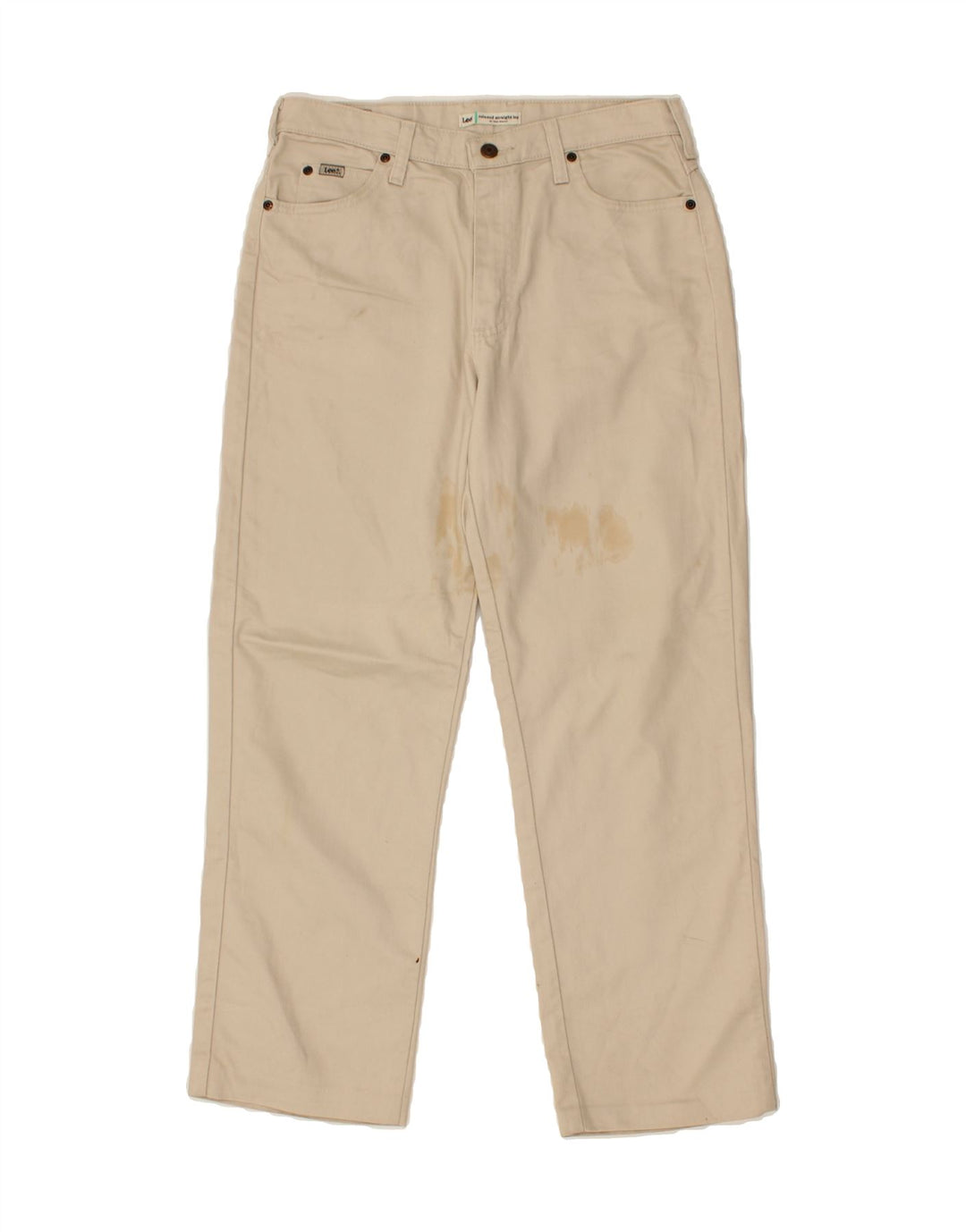 LEE Womens Relaxed Straight Casual Trousers US 8 Medium W32 L28 Beige Vintage Lee and Second-Hand Lee from Messina Hembry 