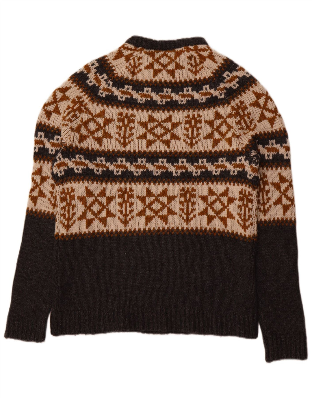 Zara Herre Crew Neck Jumper Sweater Medium Grey Fair Isle Akryl