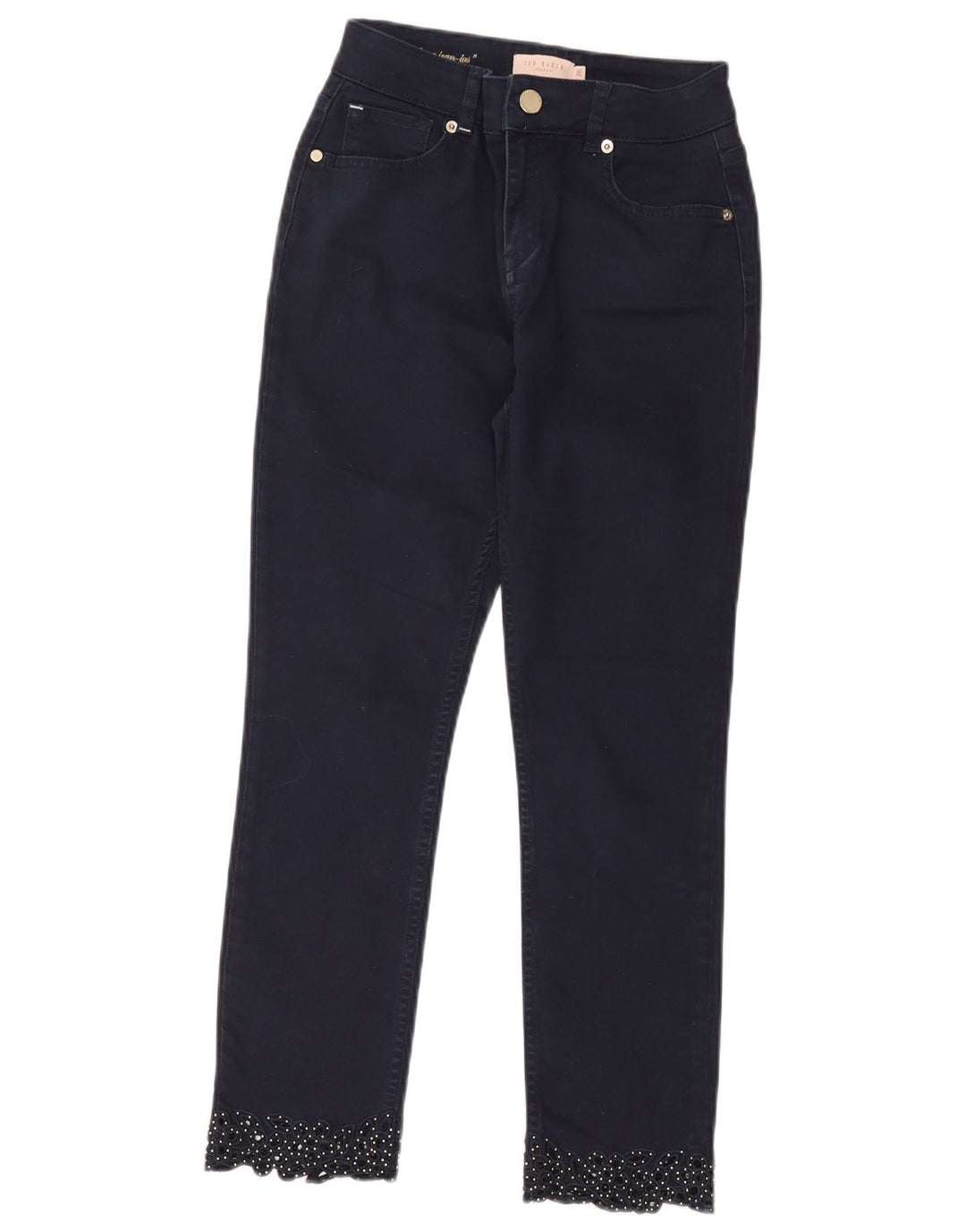 Ted Baker Womens Cropped Jeans W26 L24 Marineblå Blomsterbomuld