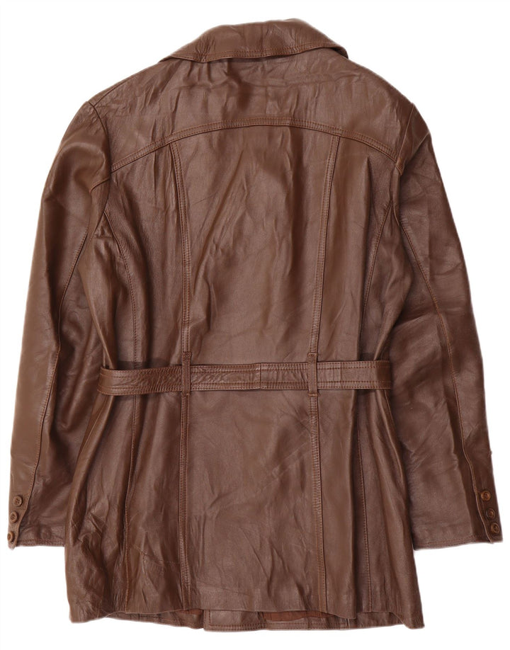 Vintage herre dobbeltradet læderjakke IT 52 XL brunt læder