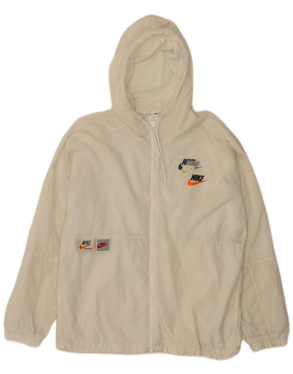 NIKE Grafisk træningsdragt med hætte til mænd, lille off-hvid nylon