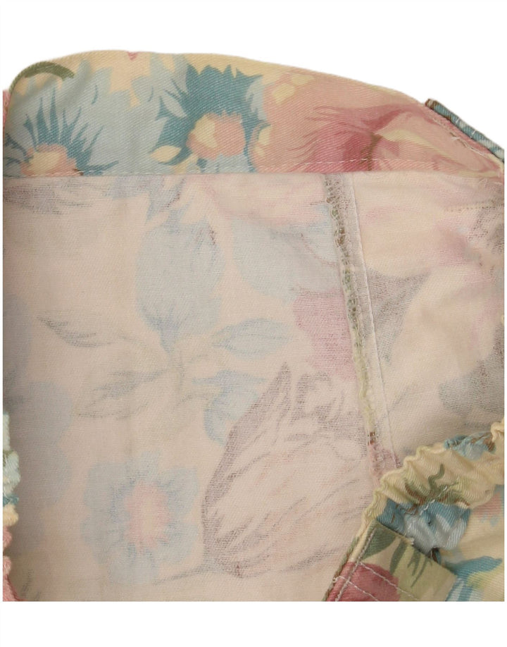 VINTAGE Højtaljet lige nederdel til kvinder W30 Medium Yellow Floral