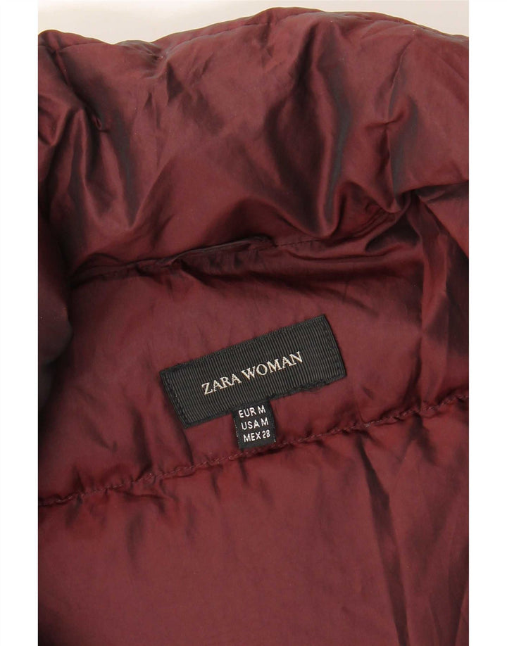 Zara Dame Polstret Jakke UK 14 Medium Burgundy