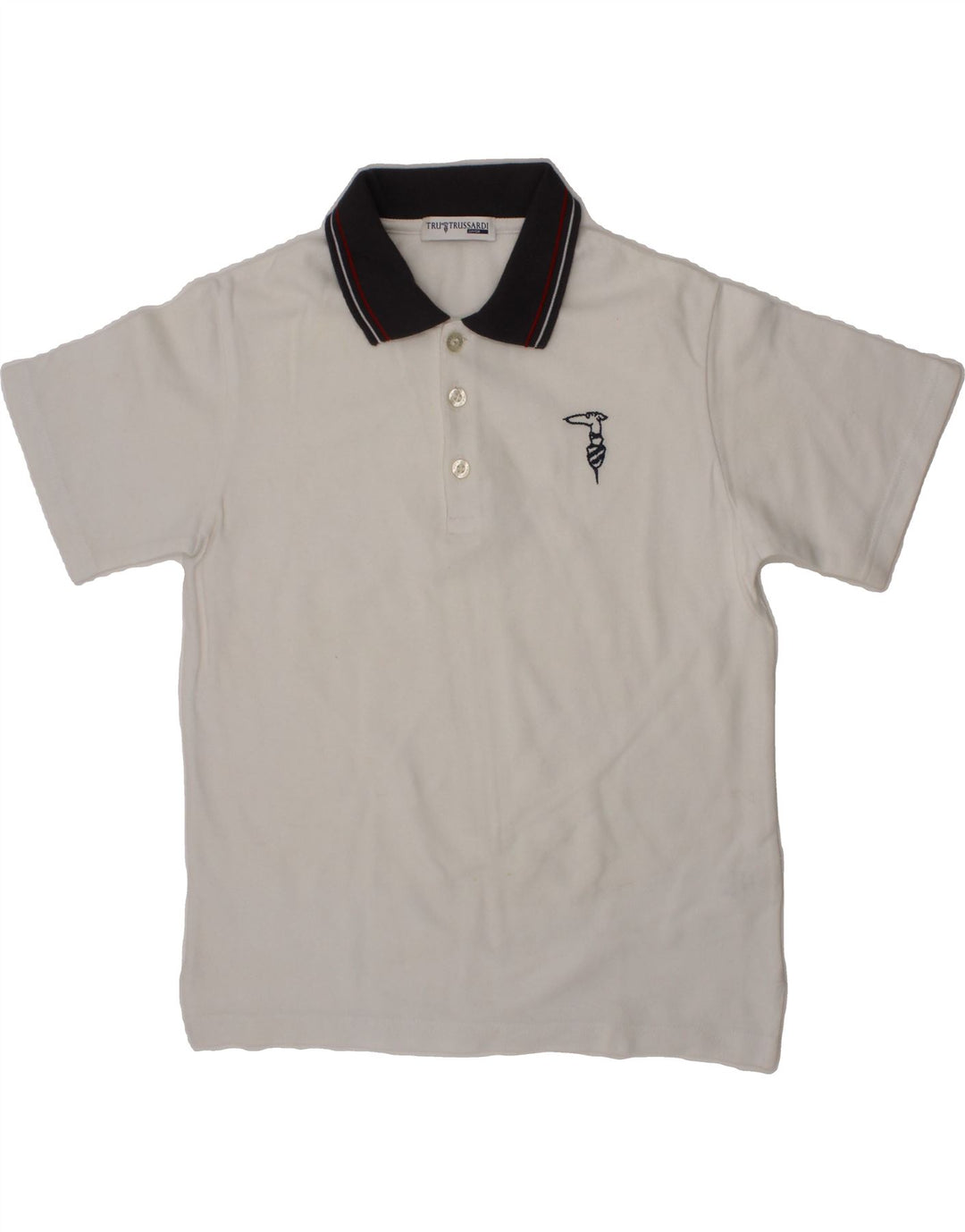TRUSSARDI Boys Polo Shirt 8-9 Years White Cotton Vintage Trussardi and Second-Hand Trussardi from Messina Hembry 