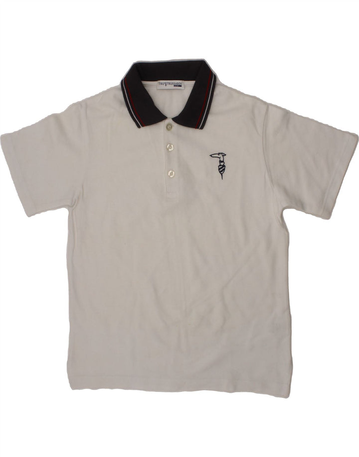 TRUSSARDI Boys Polo Shirt 8-9 Years White Cotton Vintage Trussardi and Second-Hand Trussardi from Messina Hembry 