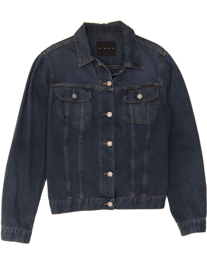 SISLEY Womens Denim Jacket UK 14 Medium Navy Blue Vintage Sisley and Second-Hand Sisley from Messina Hembry 