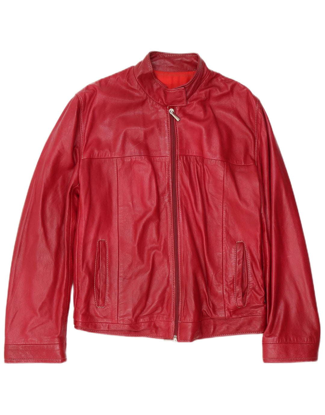 Vintage læder bombeflyjakke til kvinder IT 46 Large Red