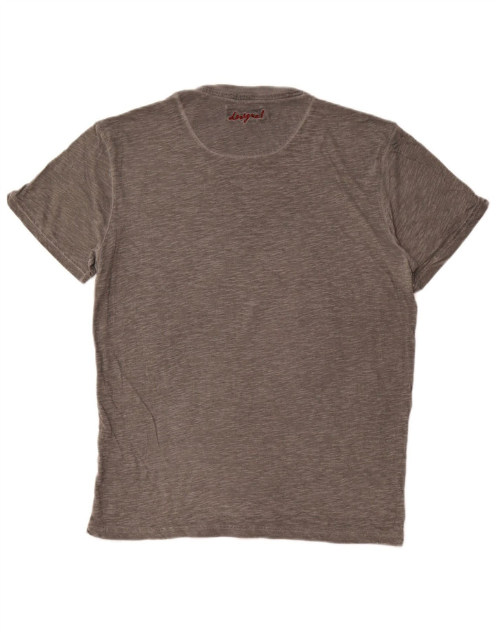 DESIGUAL Herre grafisk T-shirt Top Stor Grå Flecked