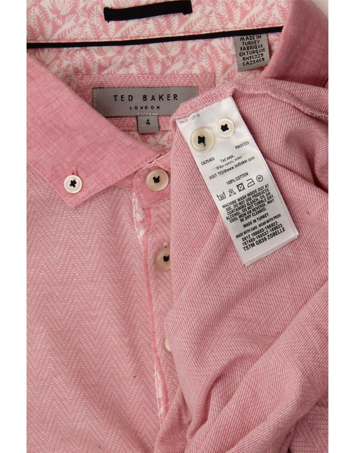 Ted Baker herre poloshirt str. 4 Large Pink Chevron Cotton