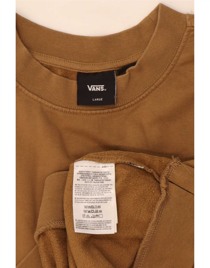 Vans Dame Grafisk Oversized Sweatshirt Jumper UK 16 Stor Brun Bomuld
