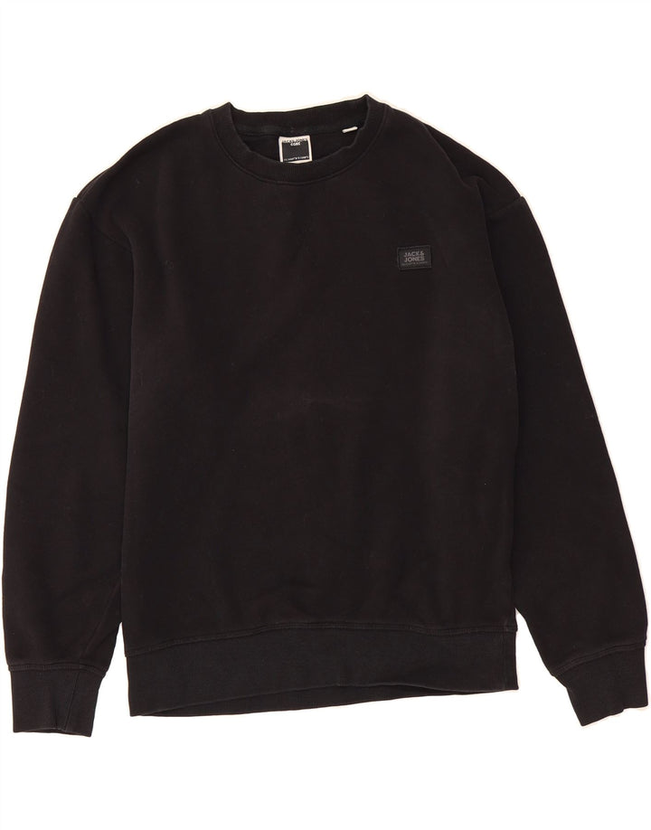 JACK & JONES Mens Sweatshirt Jumper Small Black Cotton Vintage Jack & Jones and Second-Hand Jack & Jones from Messina Hembry 