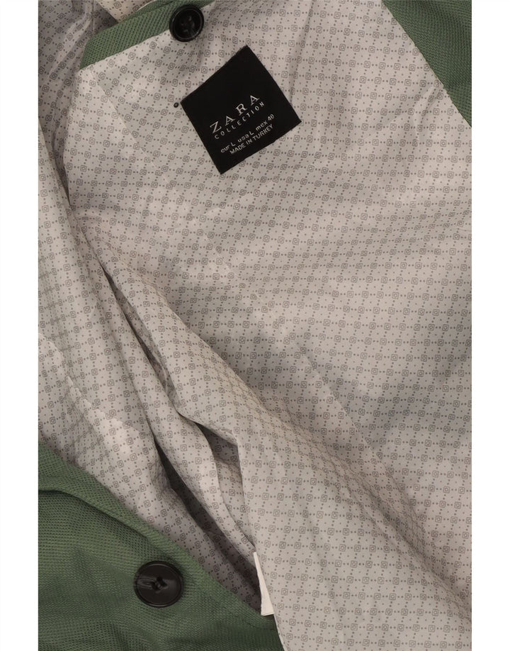 ZARA Herre 2-knaps blazerjakke UK 40 Large Green