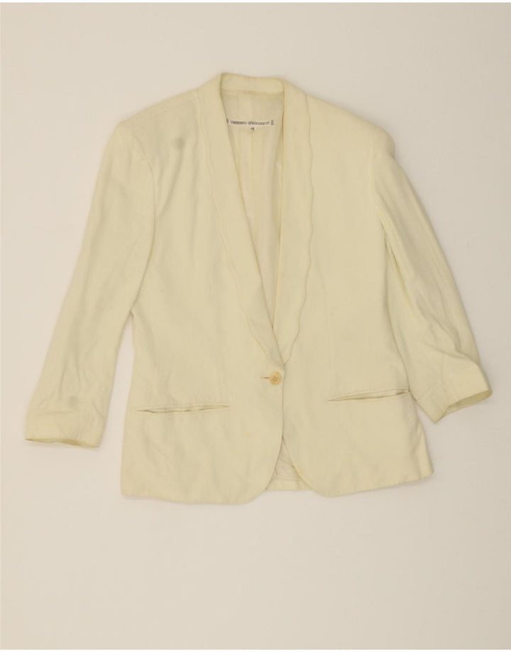 UMBERTO GINOCCHIETTI Womens 1 Button Blazer Jacket IT 42 Medium Off White Vintage Umberto Ginocchietti and Second-Hand Umberto Ginocchietti from Messina Hembry 