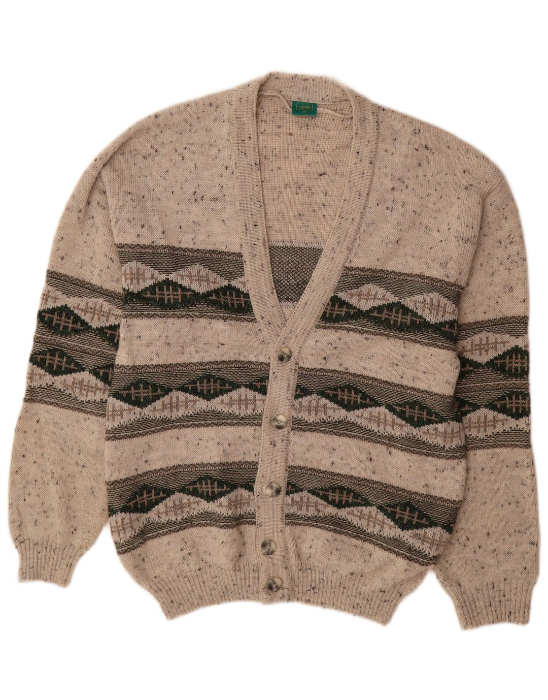 C&A Herre Canda Cardigan Sweater Medium Beige Geometrisk Akryl