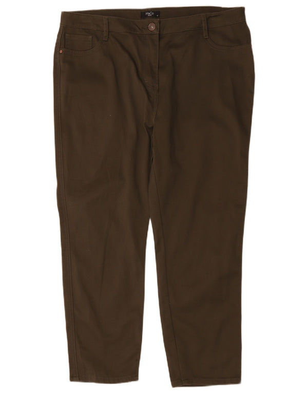 M&Co Womens Cropped Trousers UK 18 XL W36 L25 Khaki Bomuld