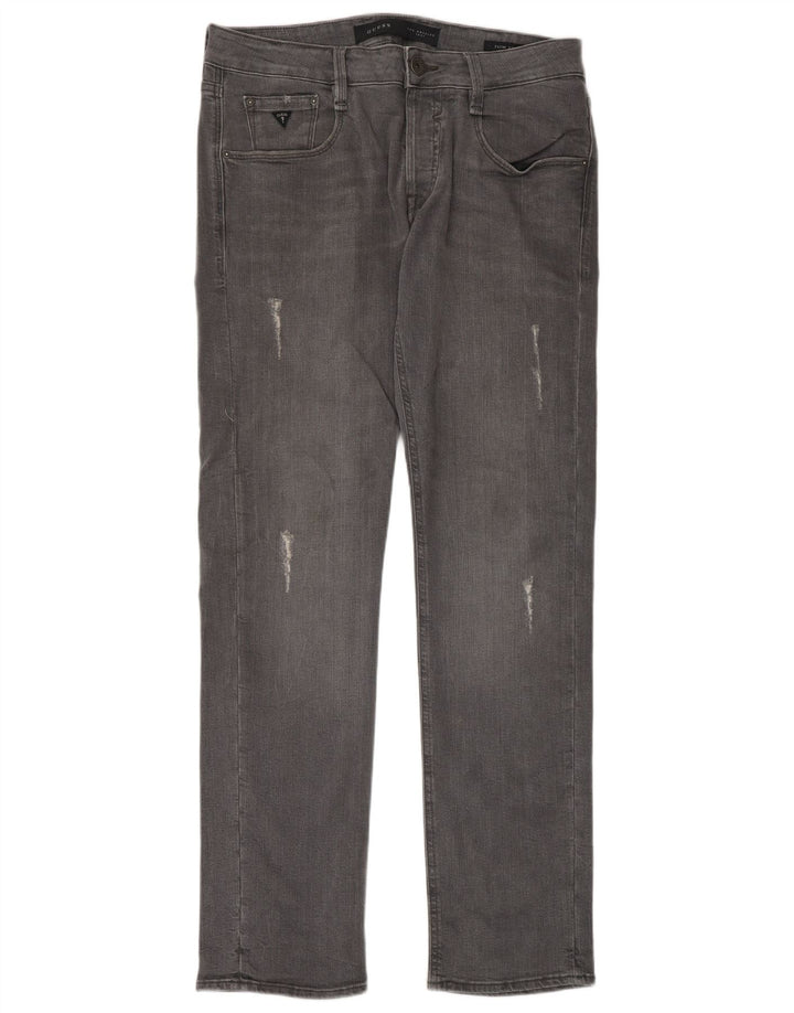 Guess Herre Distressed Slim Jeans W31 L33 Grå Bomuld