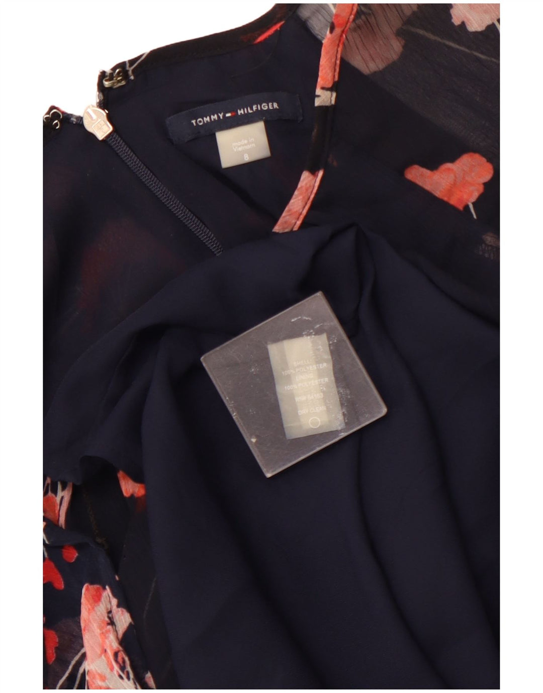 TOMMY HILFIGER Langærmet maxikjole til kvinder US 8 Medium Navy Blue Floral