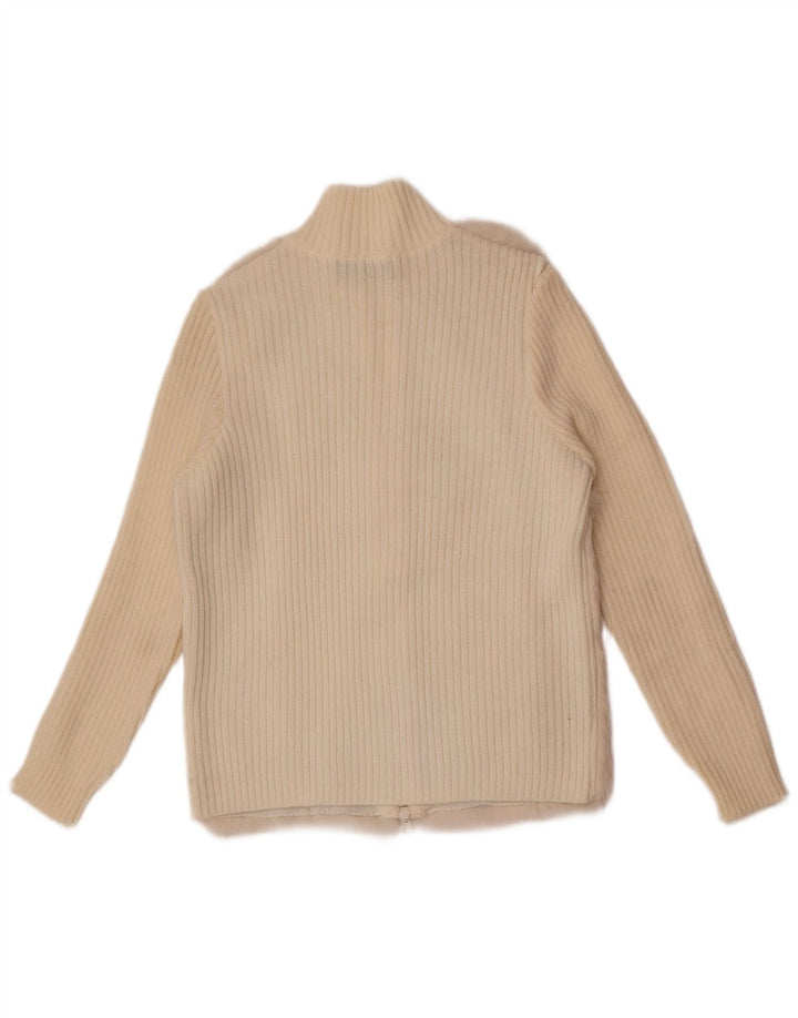 Zara Dame Cardigan Sweater UK 12 Medium Off White Akryl