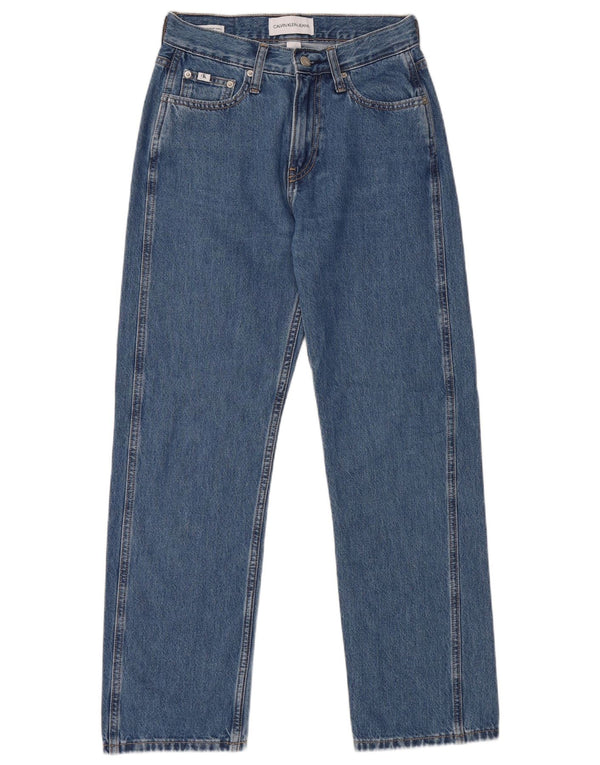 Calvin Klein Dame Straight Jeans W26 L28 Blå Bomuld