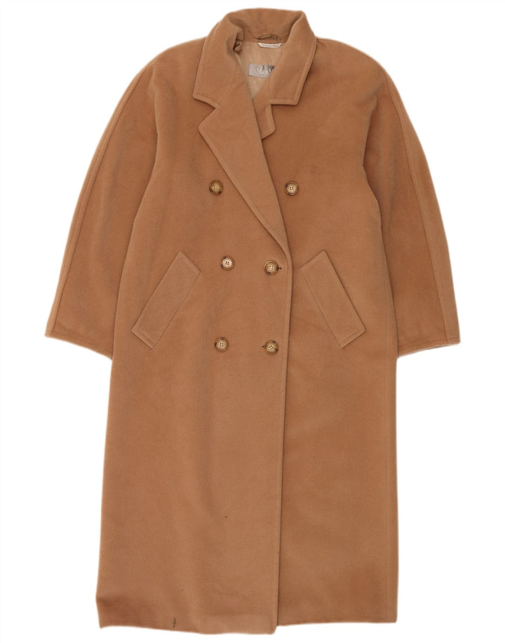 Max Mara Dame Oversized Dobbeltradet Frakke UK 8 Lille Beige Uld