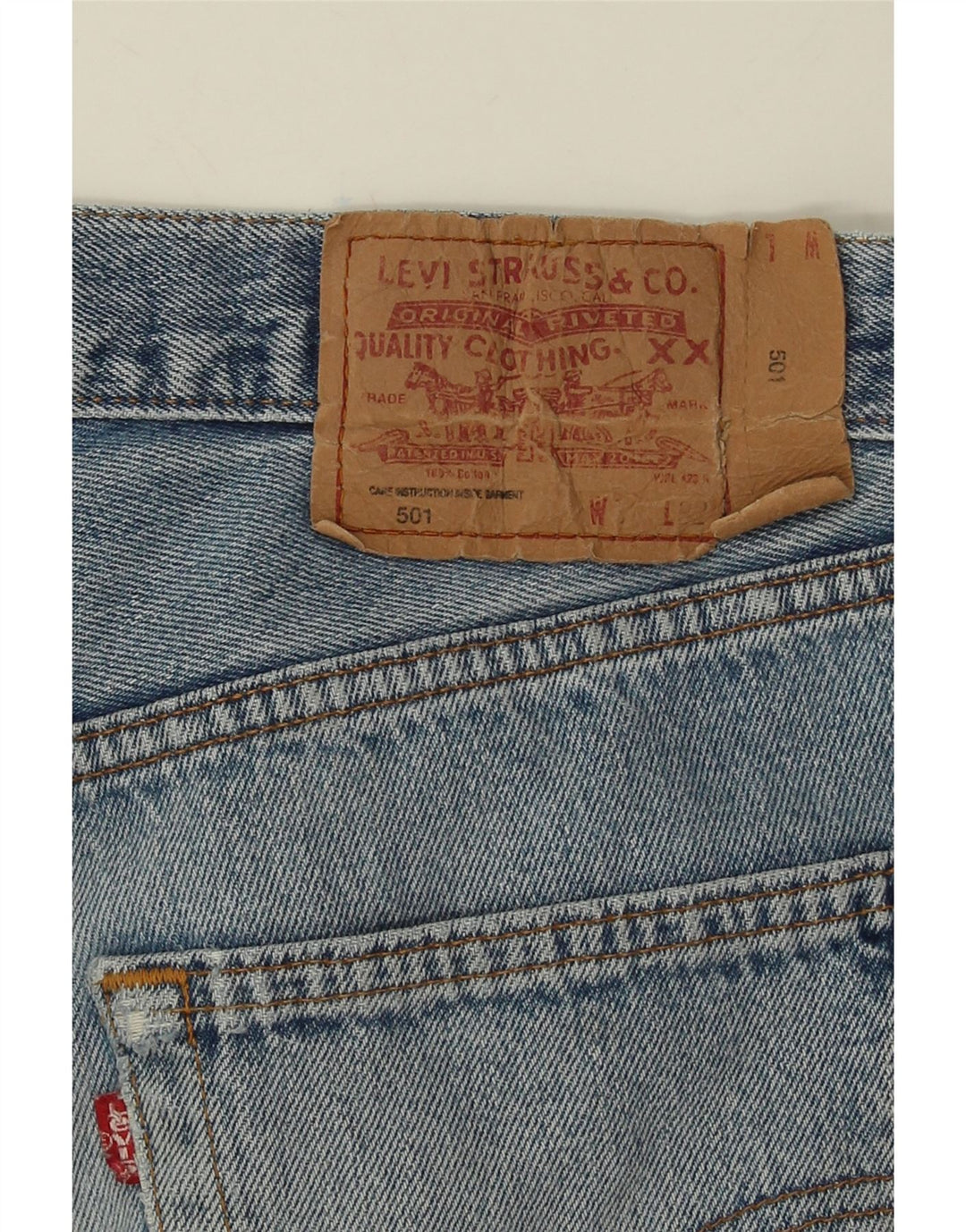 Levi's Herre 501 Distressed Straight Jeans W32 L27 Blå Bomuld