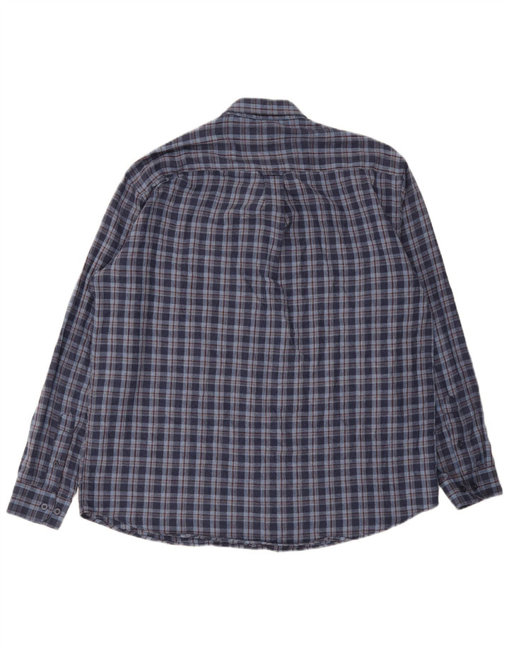 James Pringle herre flannelskjorte XL marineblå ternet polyester