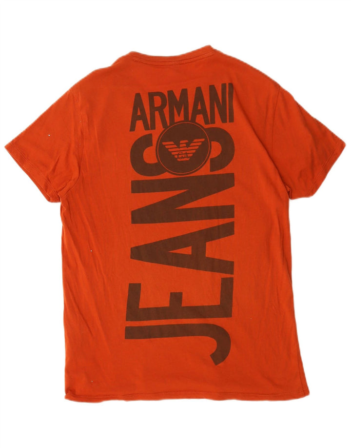 Armani Jeans Herre grafisk T-shirt Top Lille Orange Bomuld