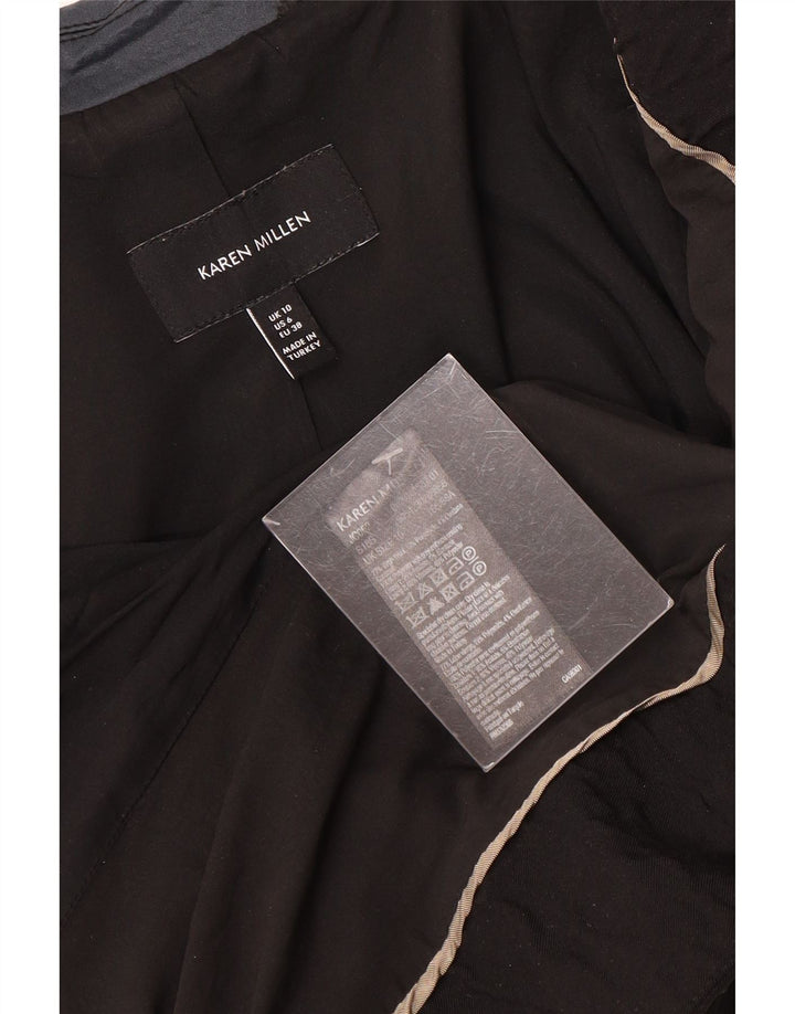 Karen Millen Dame 1 Knap Blazer Jakke UK 10 Lille Sort Uld