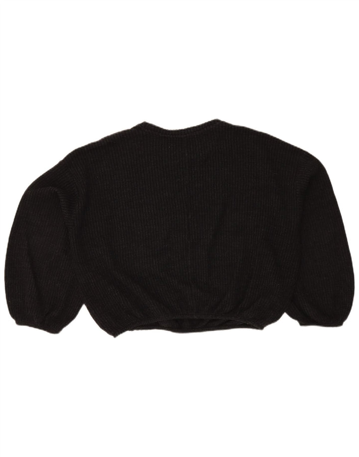 Zara Womens Crop Oversized Boat Neck Jumper Sweater UK 14 Medium Grey