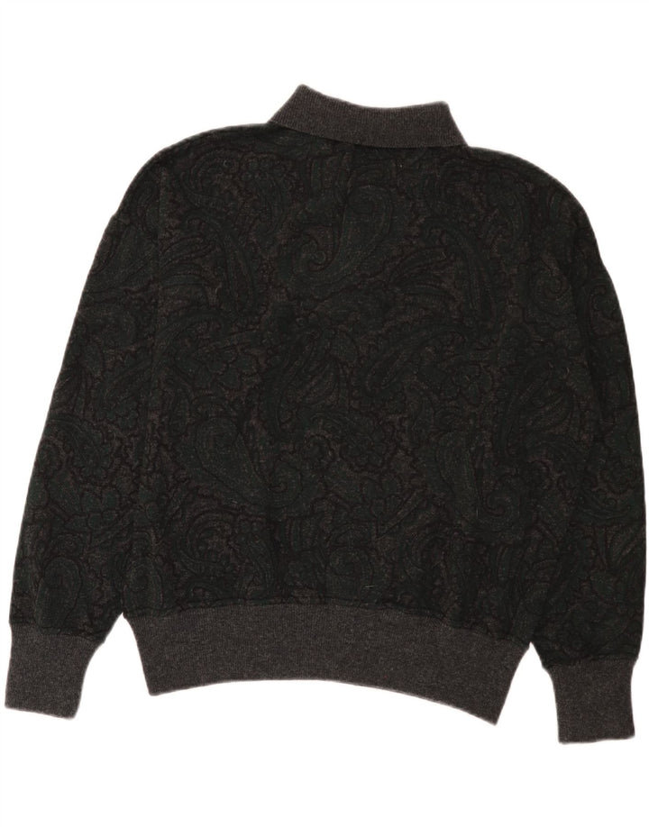 Pancaldi & B Herre Polo Neck Jumper Sweater IT 48 Medium Grå Paisley Wool