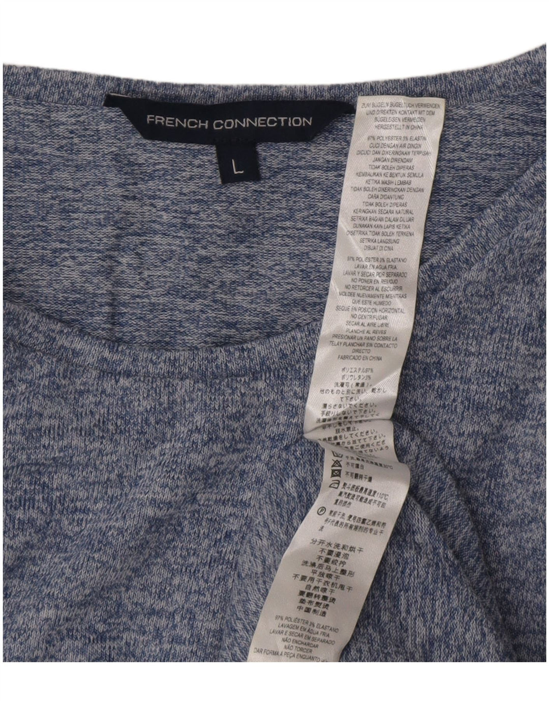 French Connection Dame Top Langærmet UK 16 Large Blue Flecked Polyester