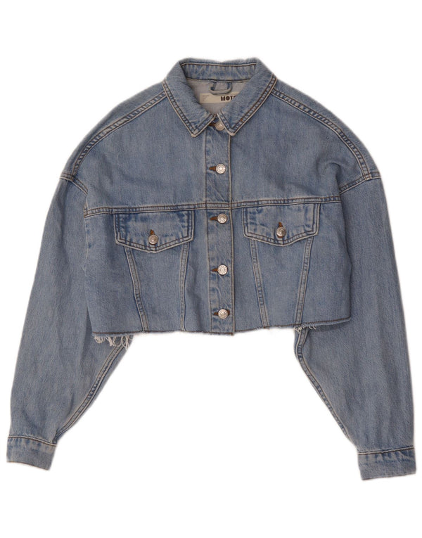 Topshop Womens Crop Oversized denimjakke UK 6 XS Blue Cotton