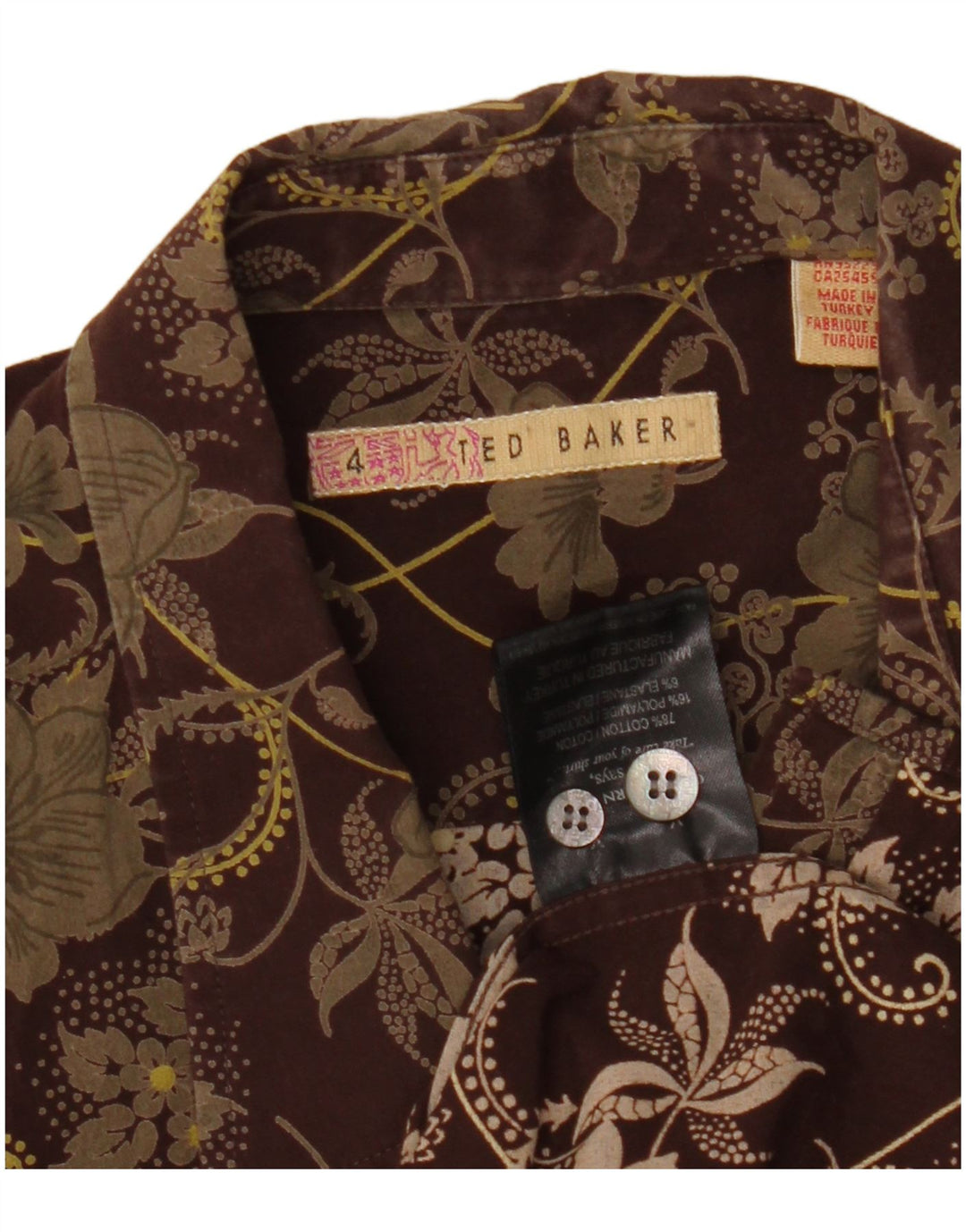 Ted Baker Herreskjorte str. 4 Large Brown Floral Cotton